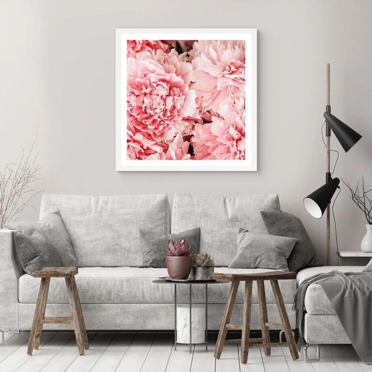 Poster in einem weißen Rahmen - Rosa Traum - 40x40 cm