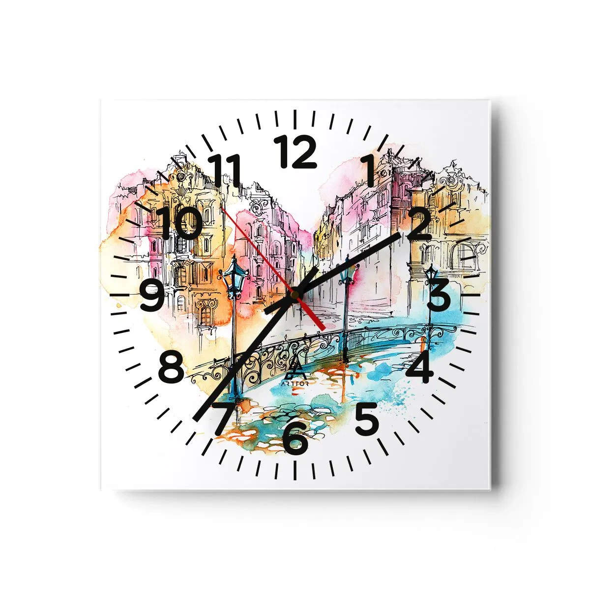 Wanduhr - Glasuhr - Das Herz der Stadt - 40x40 cm
