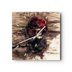 Wanduhr - Glasuhr - Künstlerisches Porträt einer Frau in orientalischer Kleidung vor abstraktem Hintergrund. - 30x30cm - Gelinde gesagt besorgniserregend - Moderne Wanddekoration für Wohnzimmer und Schlafzimmer ARTTOR