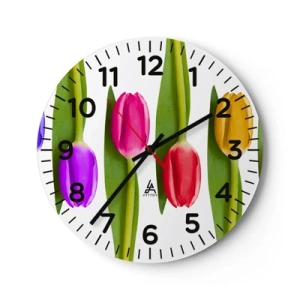 Wanduhr - Glasuhr - Regenbogenkomposition - 30x30 cm