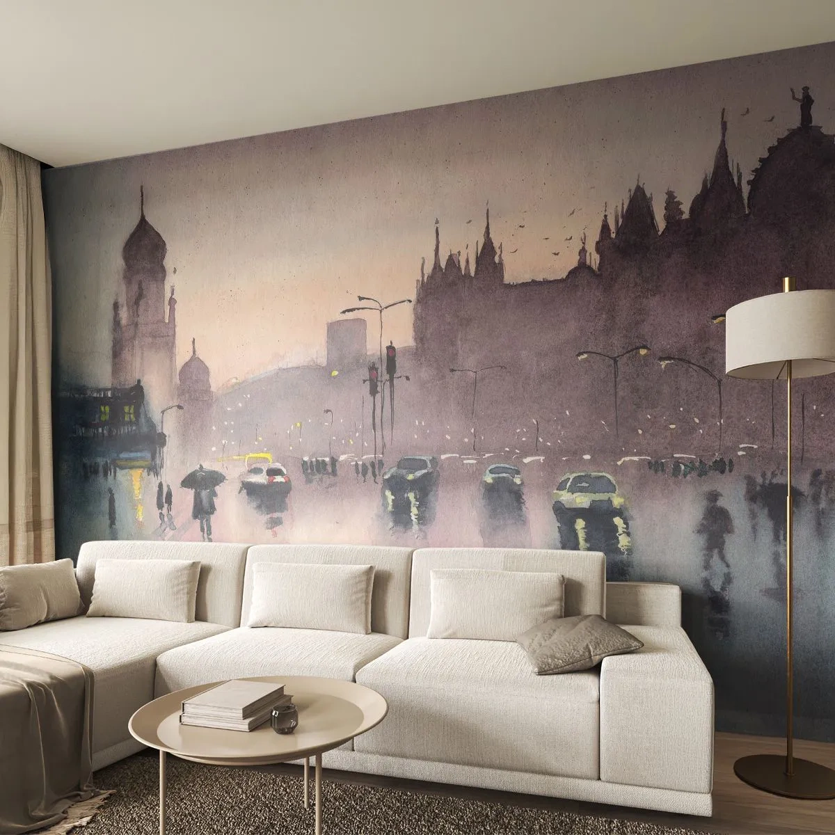 Fototapete Premium Canvas - Im regnerischen Dunst - Stadt, Die Architektur, Monumente - 150x105 cm