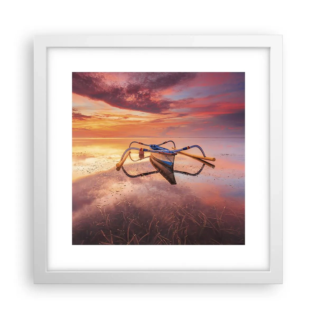 Poster in einem weißen Rahmen - Die Ruhe eines tropischen Abends - 30x30 cm