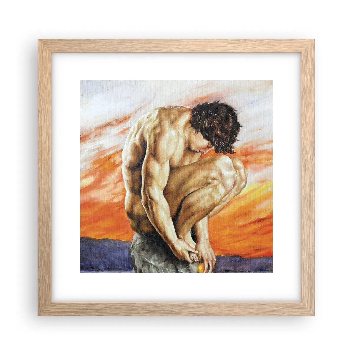 Poster in einem Rahmen aus heller Eiche - In sich versunken - 30x30 cm