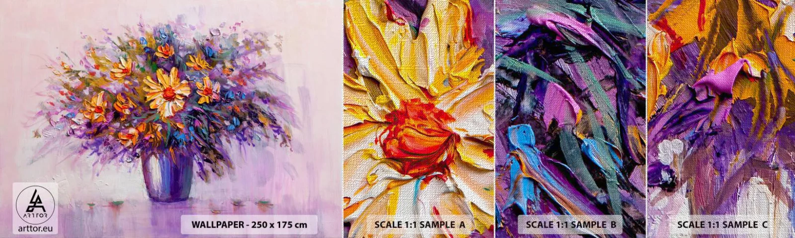 Fototapeten Muster Premium Canvas - Es riecht süß, sieht süß aus - Blumen in einer Vase, Stück, Blumenstrauß - 100x30 cm