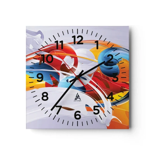Wanduhr - Glasuhr - Der Tanz der Elemente - 40x40 cm