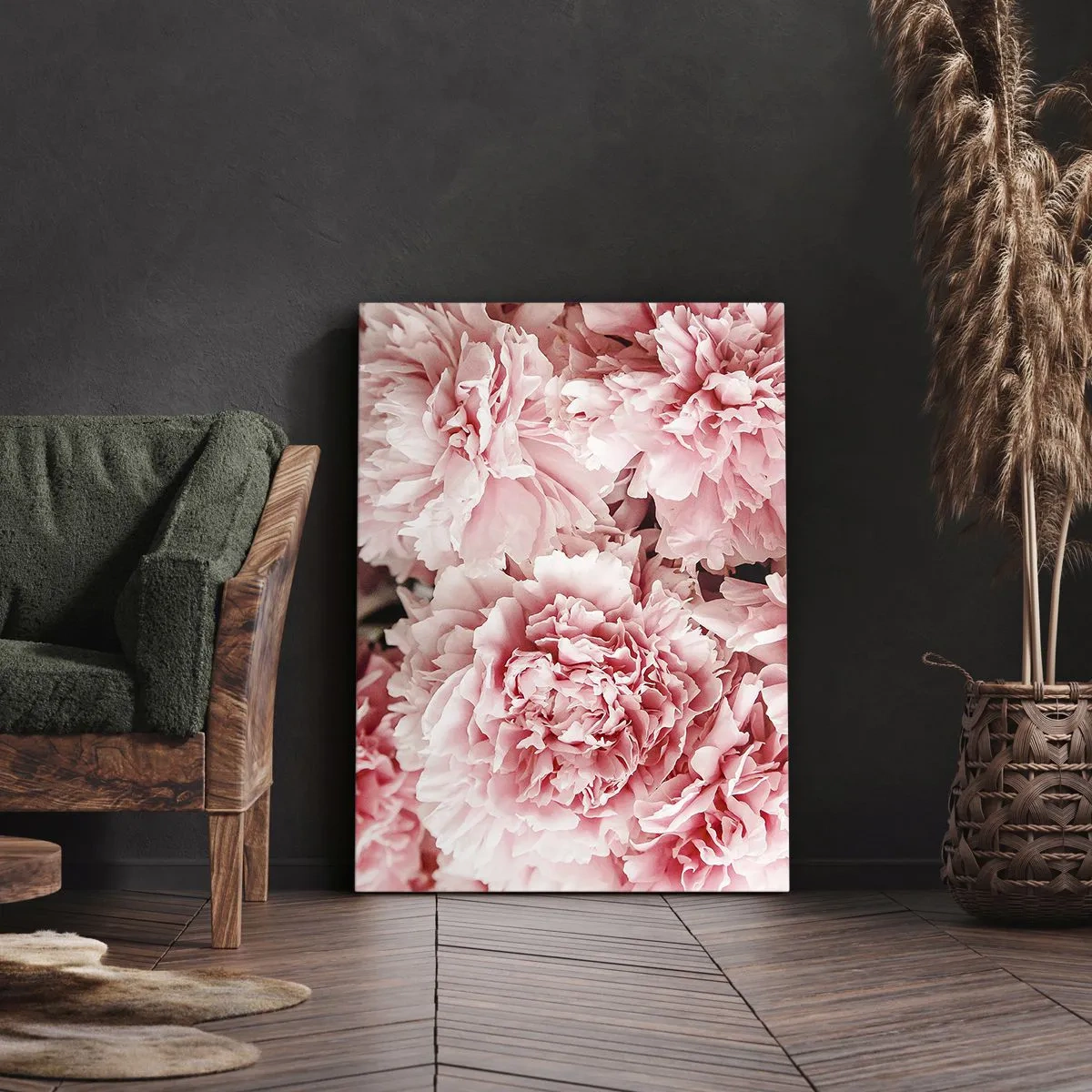 Bild auf Leinwand - Leinwandbild - Zarte rosa Pfingstrosen in zartem Ambiente - 70x100cm - Rosa Traum - Moderne Wanddekoration für Wohnzimmer und Schlafzimmer ARTTOR
