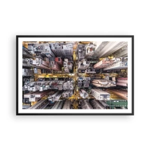 Poster in einem schwarzem Rahmen - Grüße aus Hongkong - 91x61 cm