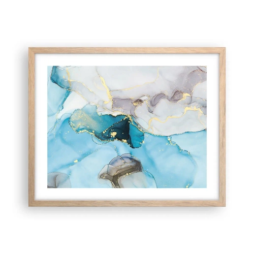 Poster in einem Rahmen aus heller Eiche - Eine Studie über das Zusammentreffen von Grau und Türkis - 50x40 cm