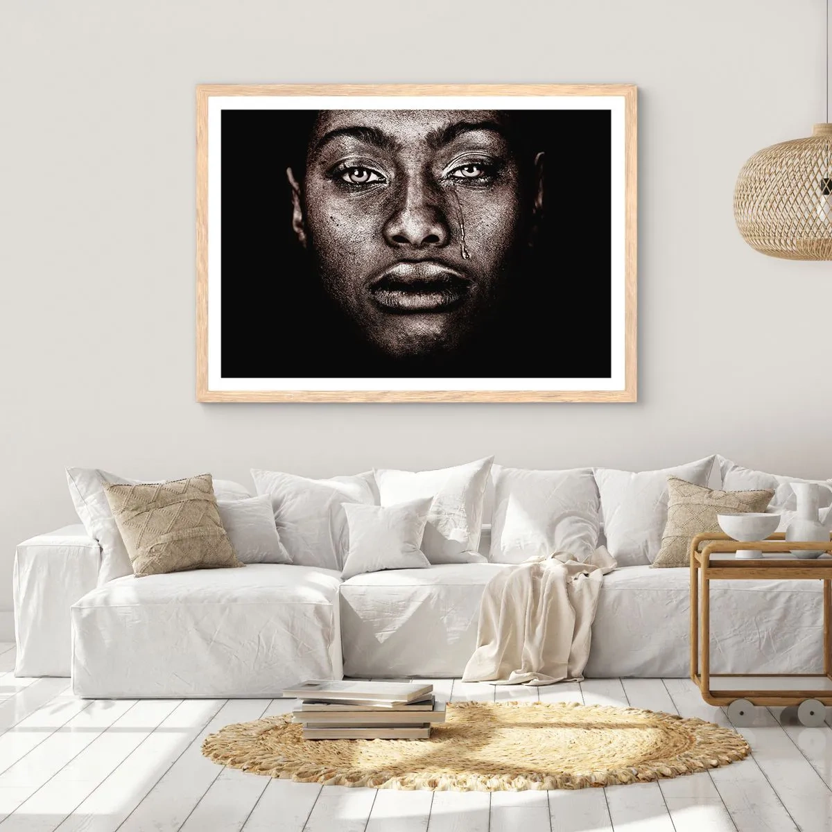 Poster in einem Rahmen aus heller Eiche - Eine Träne - 91x61 cm