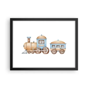 Poster in einem schwarzem Rahmen - Am Bahnhof steht ... - 40x30 cm