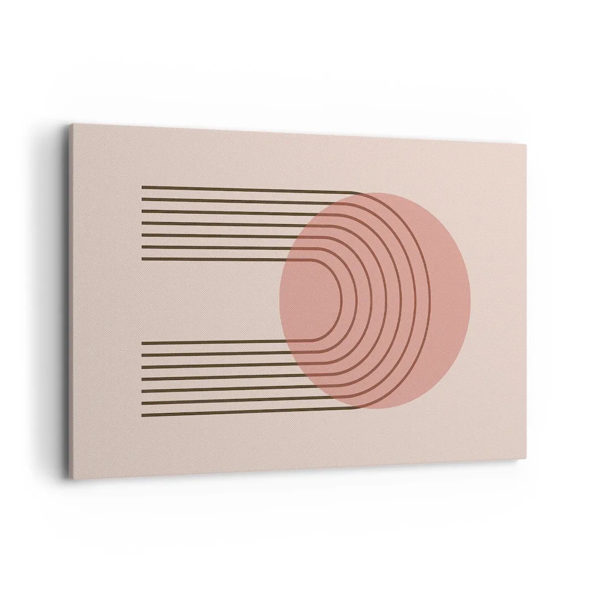 Bild auf Leinwand - Leinwandbild - Abstraktes Motiv mit rosa Kreisen und Linien - 120x80cm - Unwiderstehliche Anziehungskraft - Moderne Wanddekoration für Wohnzimmer und Schlafzimmer ARTTOR