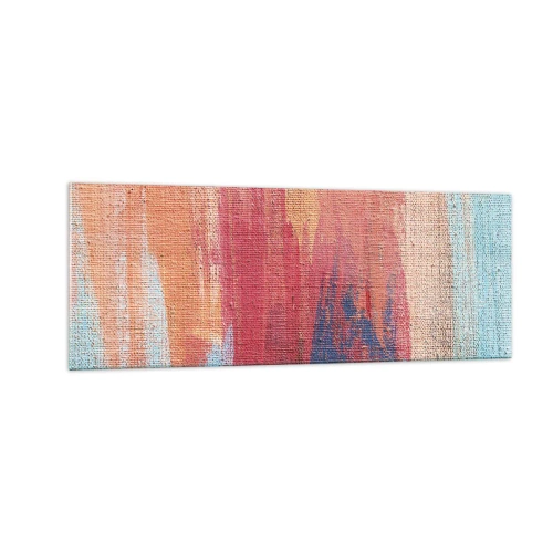 Glasbild - Bild auf glas - Bunte abstrakte Pinselstriche - 140x50cm - Renne den Regenbogen hinunter - Moderne Wanddekoration für Wohnzimmer und Schlafzimmer ARTTOR