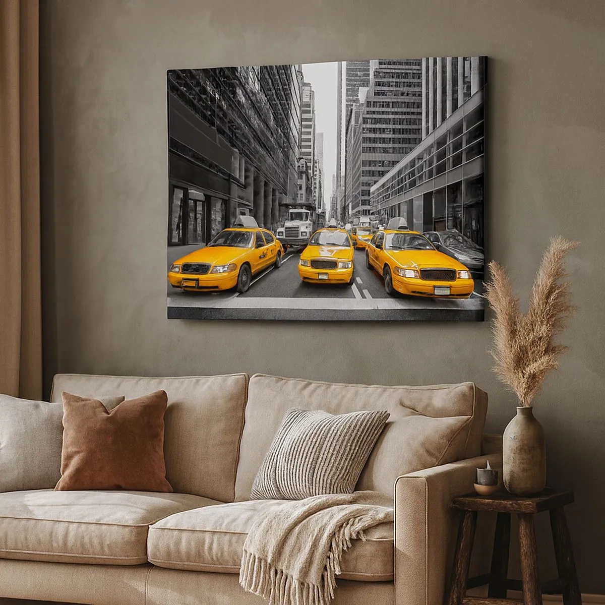 Bild auf Leinwand - Leinwandbild - Gelbe Taxis auf den Straßen von New York - 70x50cm - Wir färben die Stadt - Moderne Wanddekoration für Wohnzimmer und Schlafzimmer ARTTOR