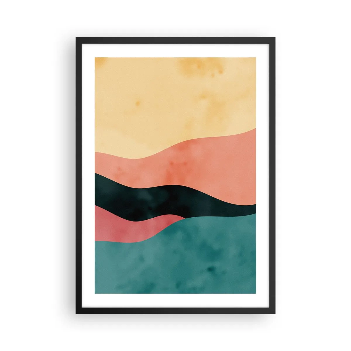 Poster in einem schwarzem Rahmen - Bunte abstrakte Wellen in Pastelltönen - 50x70cm - Konforme Nichtkonformität - Moderne Wanddekoration für Wohnzimmer und Schlafzimmer ARTTOR