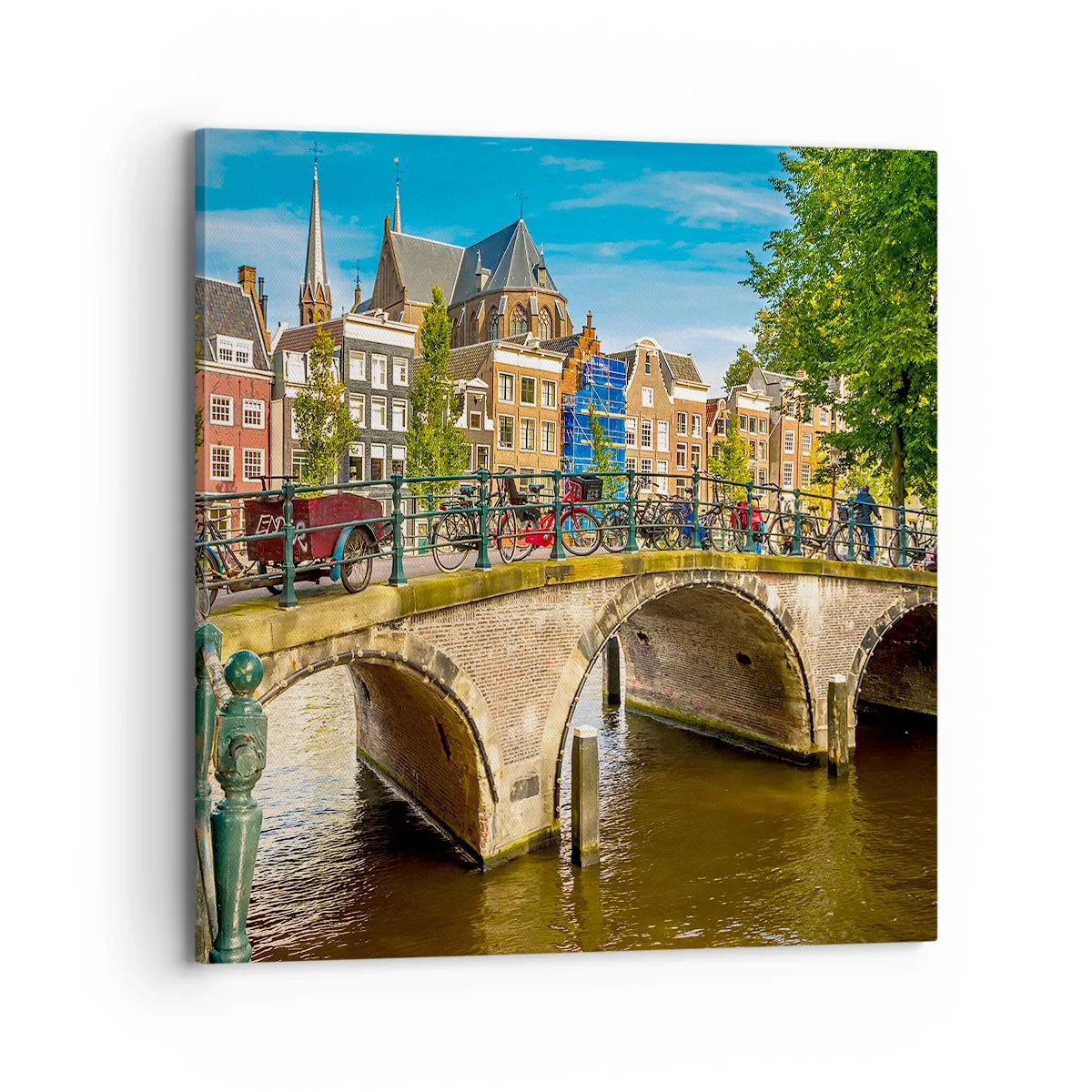 Bild auf Leinwand - Leinwandbild - Frühling am Kanal - 70x70 cm