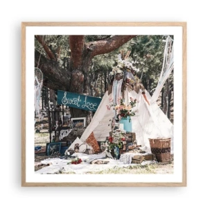 Poster in einem Rahmen aus heller Eiche - Liebe machen ... - 60x60 cm