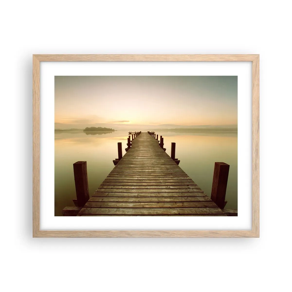 Poster in einem Rahmen aus heller Eiche - Tagesanbruch, Morgendämmerung, Licht - 50x40 cm