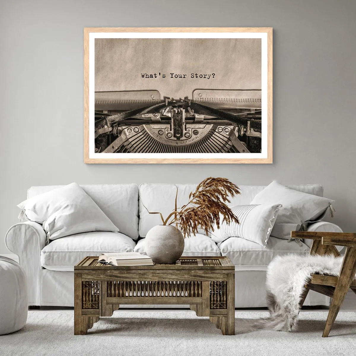 Poster in einem Rahmen aus heller Eiche - Erzähl es mir - 91x61 cm