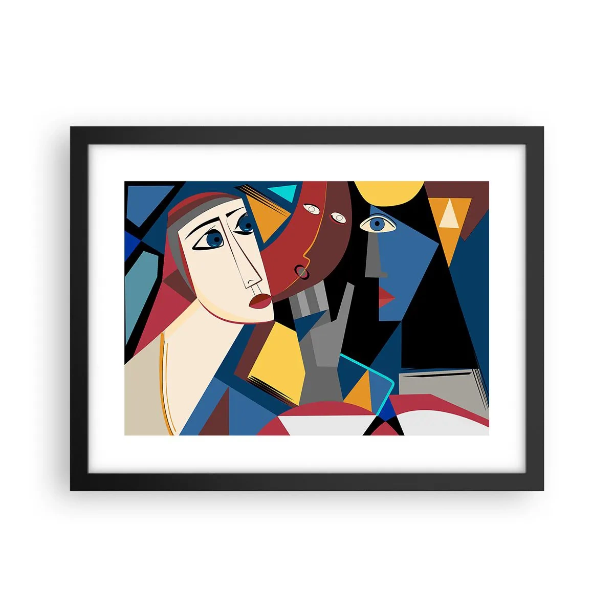Poster in einem schwarzem Rahmen - Gespräch zwischen Kubisten - 40x30 cm