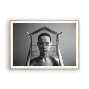 Poster in einem Rahmen aus heller Eiche - Ein leicht surreales Portrait - 100x70 cm