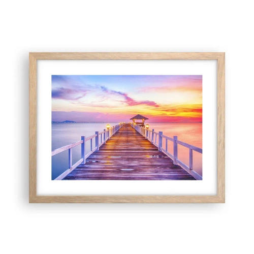 Poster in einem Rahmen aus heller Eiche - Die lila-goldene Stille des Abends - 40x30 cm