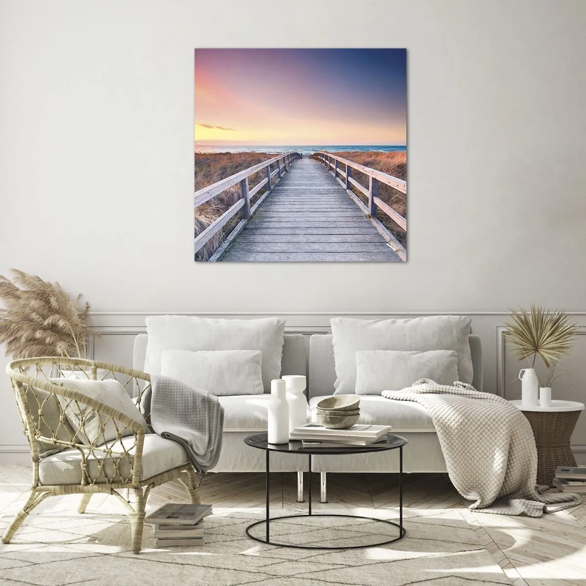 Glasbild - Bild auf glas - Baltische Abend-Aurora - 70x70 cm