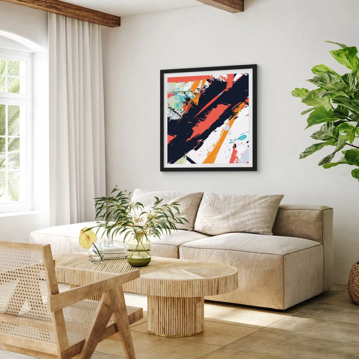 Poster in einem schwarzem Rahmen - Dynamische Komposition - 60x60 cm