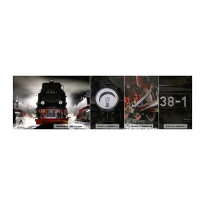 Fototapeten Muster Premium Canvas - Er steht und keucht, seufzt und pustet - Dampflokomotive, Bahnhof, Automobil - 100x30 cm