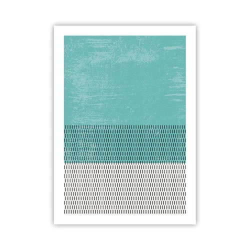 Poster - Geometrisches Muster mit türkisfarbenen und weißen Elementen im minimalistischen Stil - 50x70cm - Eine ausgewogene Komposition - Moderne Wanddekoration für Wohnzimmer und Schlafzimmer ARTTOR