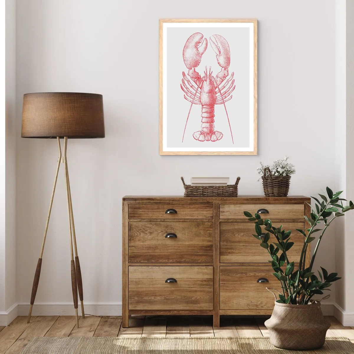 Poster in einem Rahmen aus heller Eiche - Hummer, der Homers würdig ist - 70x100 cm