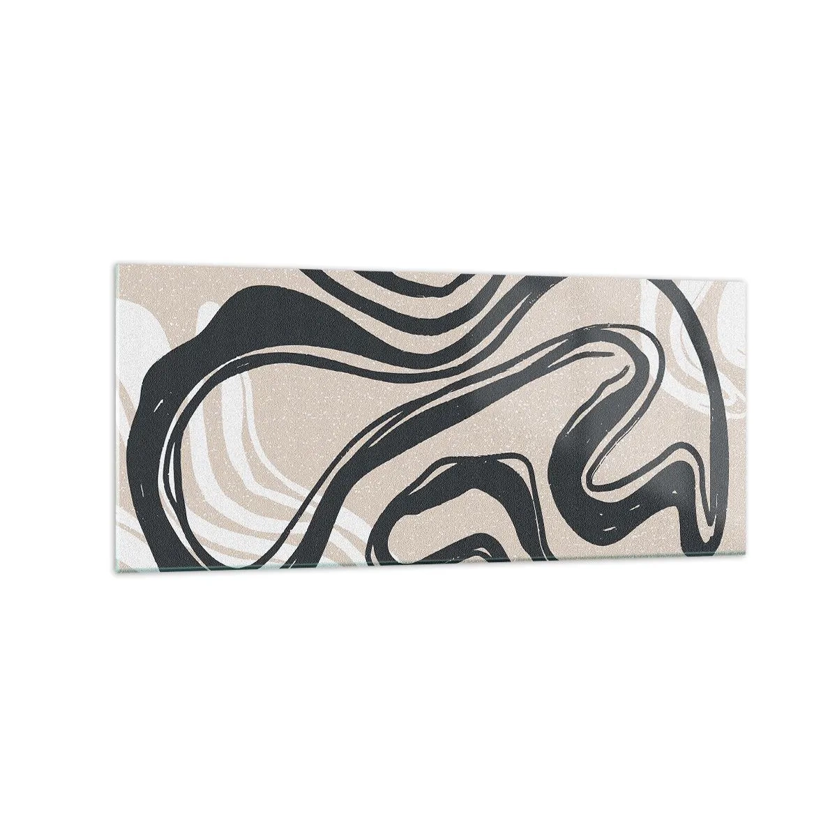 Glasbild - Bild auf glas - Abstrakte Linien in dunklen Farbtönen auf beigem Hintergrund - 120x50cm - Vervielfachter Ausdruck - Moderne Wanddekoration für Wohnzimmer und Schlafzimmer ARTTOR