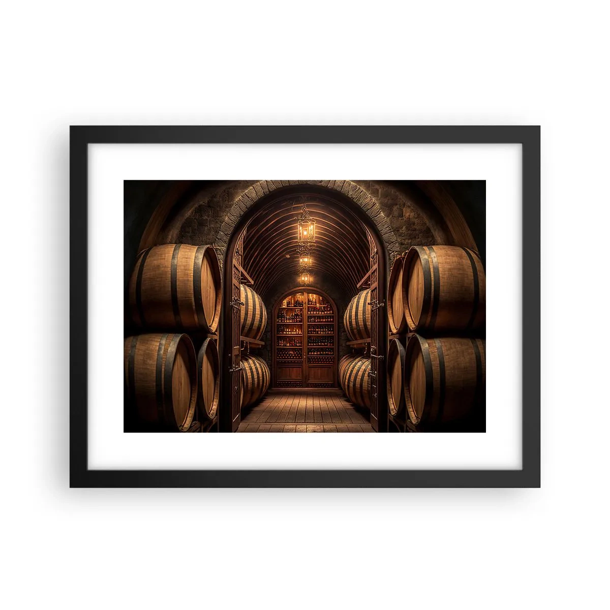 Poster in einem schwarzem Rahmen - Stimmungsvoller Keller - 40x30 cm