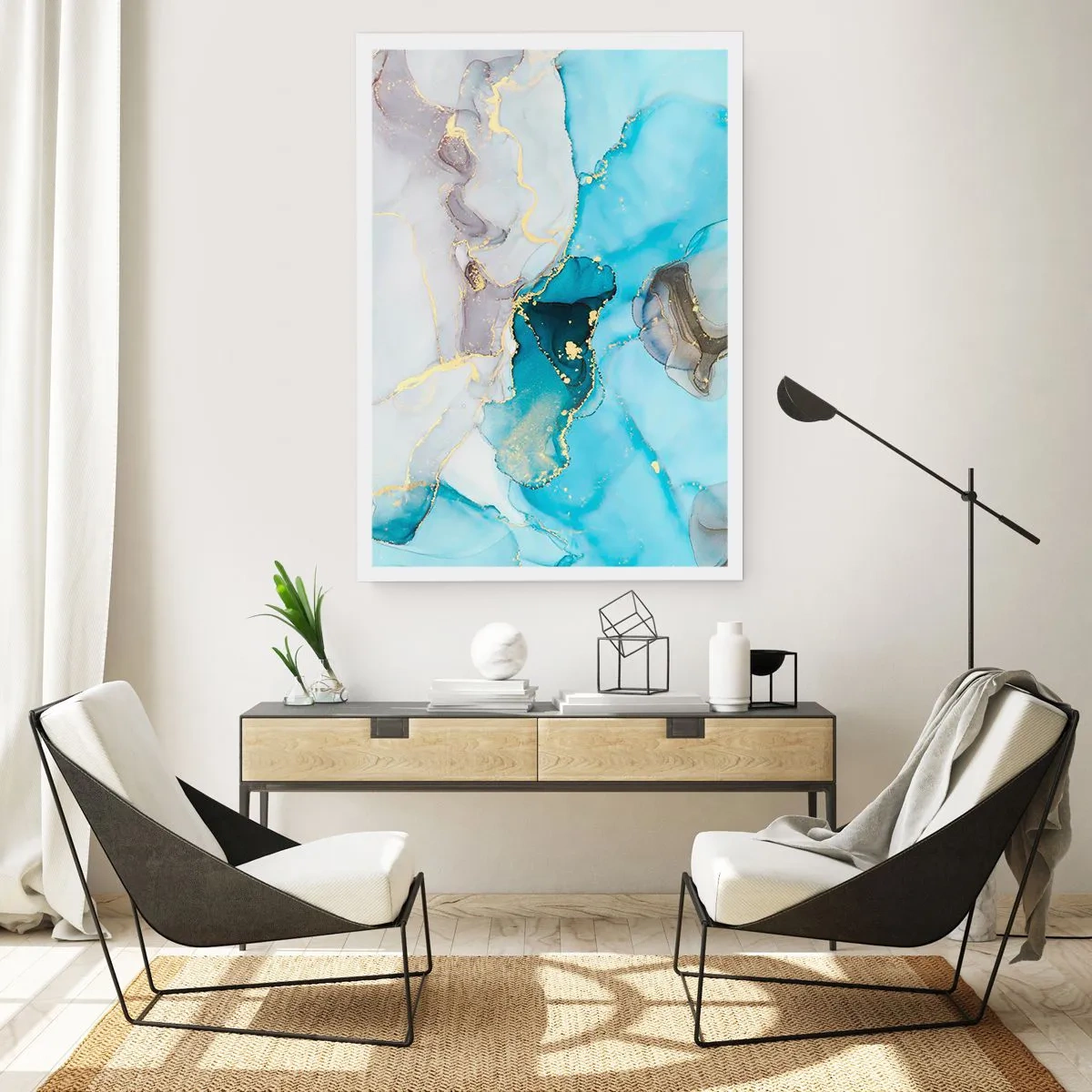 Poster - Eine Studie über das Zusammentreffen von Grau und Türkis - 61x91 cm