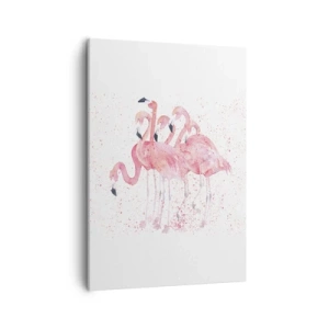 Bild auf Leinwand - Leinwandbild - Rosa Flamingos im künstlerischen Aquarellstil - 50x70cm - Rosa Ensemble - Moderne Wanddekoration für Wohnzimmer und Schlafzimmer ARTTOR