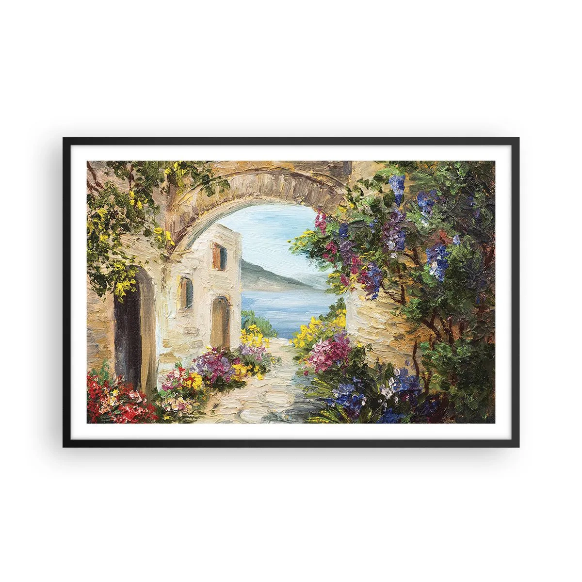 Poster in einem schwarzem Rahmen - Charme einer Küstenprovinz - 91x61 cm