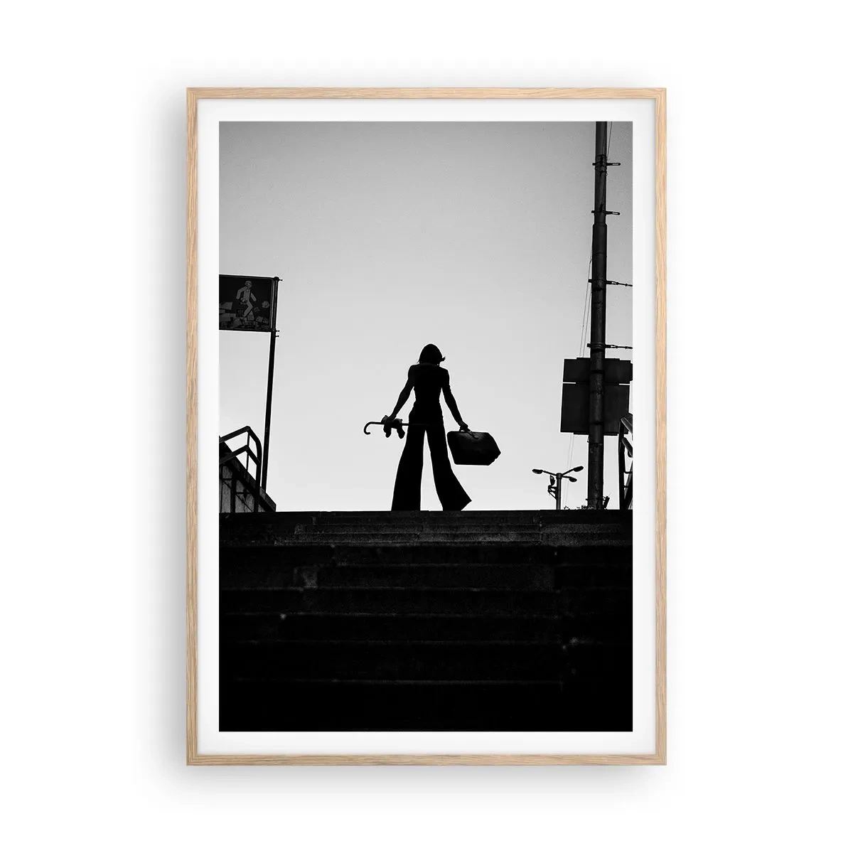 Poster in einem Rahmen aus heller Eiche - Städtisches Wandern - 70x100 cm