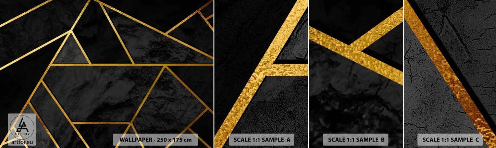 Fototapeten Muster Selbstklebend Deluxe Sticker - Dunkelheit und Glanz - Abstraktion, Stück, Modernes Muster - 100x30 cm