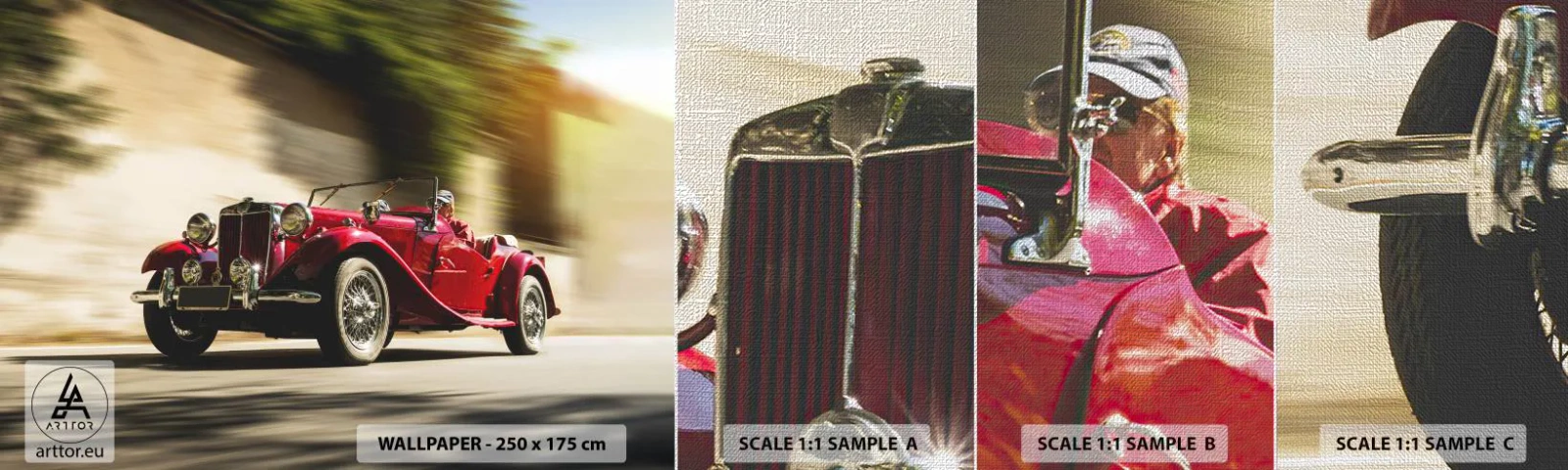 Fototapeten Muster Premium Canvas - Schöner als Nike von Samothrake - Auto, Retro, Cabriolet - 100x30 cm