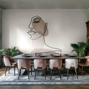 Fototapete Premium Sand - Eine gewisse Linie der Schönheit - Abstraktion, Das Gesicht einer Frau, Grafik - 200x140 cm