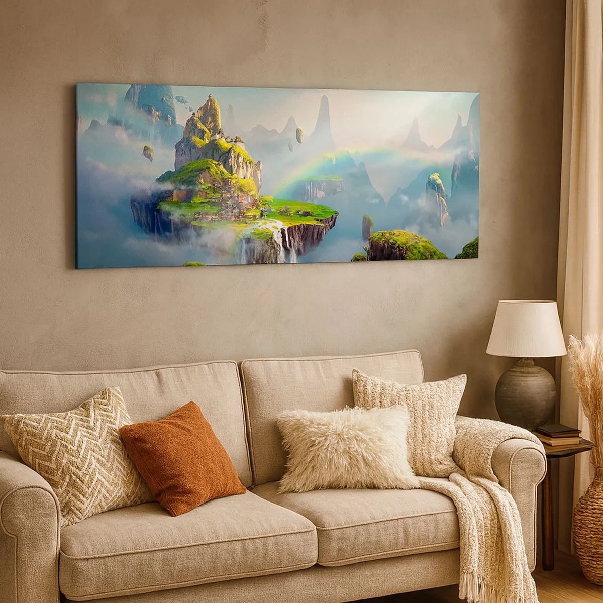 Bild auf Leinwand - Leinwandbild - Mitten am Himmel - glückliche Inseln - 100x40 cm