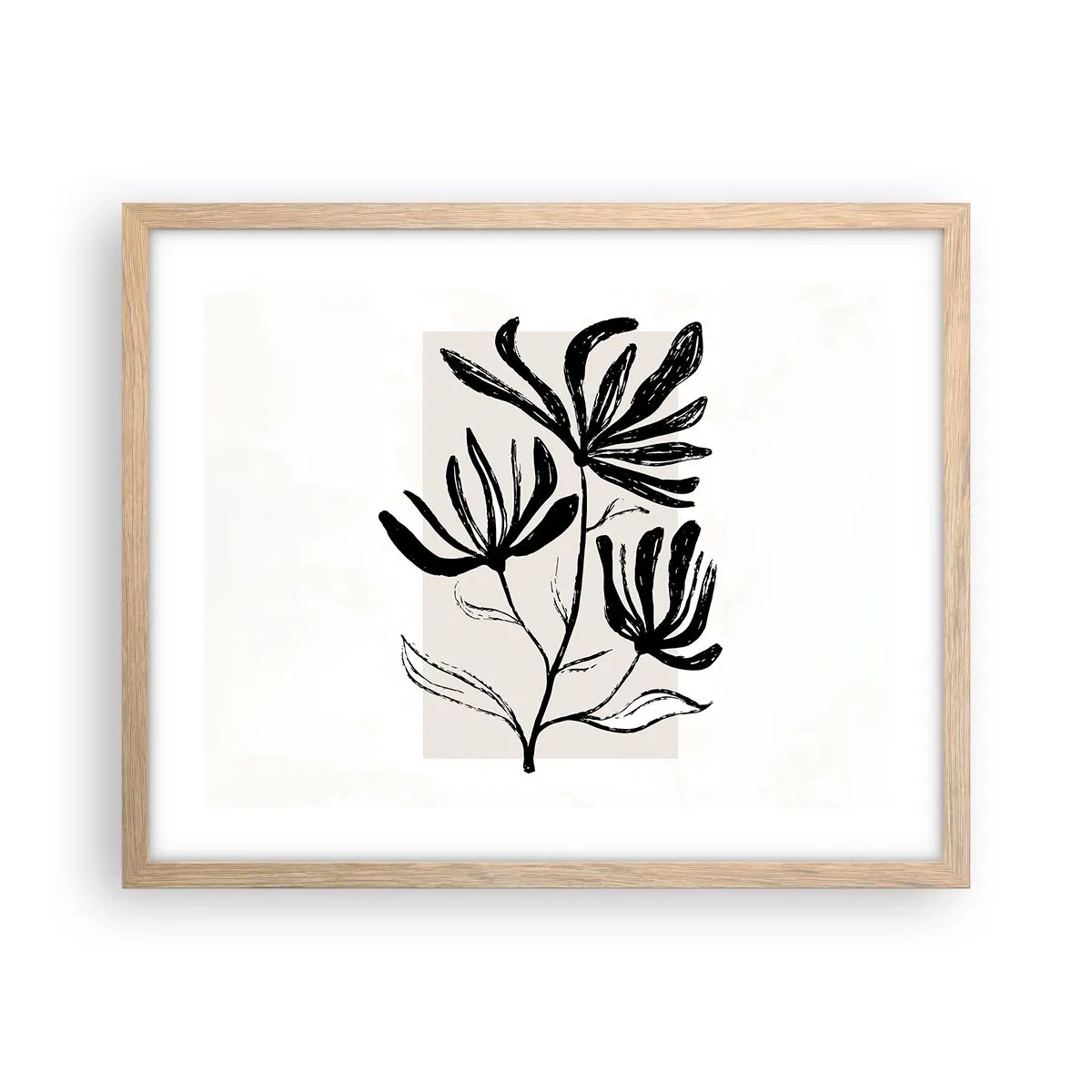 Poster in einem Rahmen aus heller Eiche - Skizze für das Herbarium - 50x40 cm