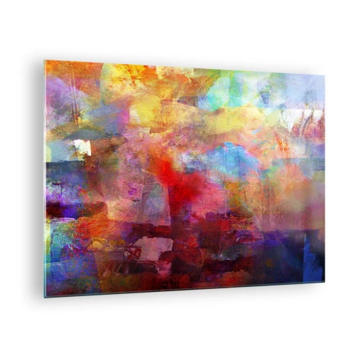Glasbild - Bild auf glas - Bunte Abstraktion in intensiven Farbtönen - 70x50cm - Schau in den Regenbogen - Moderne Wanddekoration für Wohnzimmer und Schlafzimmer ARTTOR