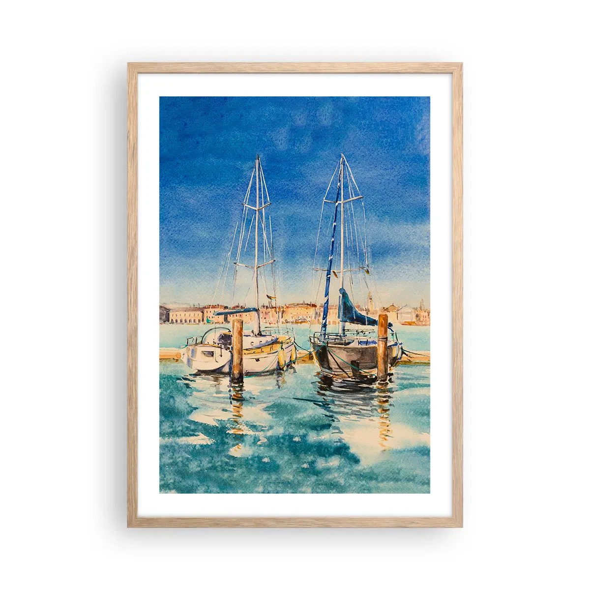 Poster in einem Rahmen aus heller Eiche - Sonnige Lagune - 50x70 cm