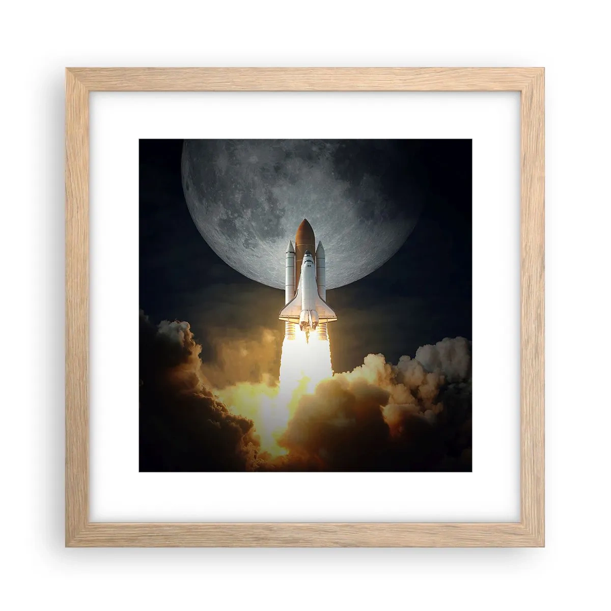 Poster in einem Rahmen aus heller Eiche - Beginn eines überirdischen Abenteuers - 30x30 cm