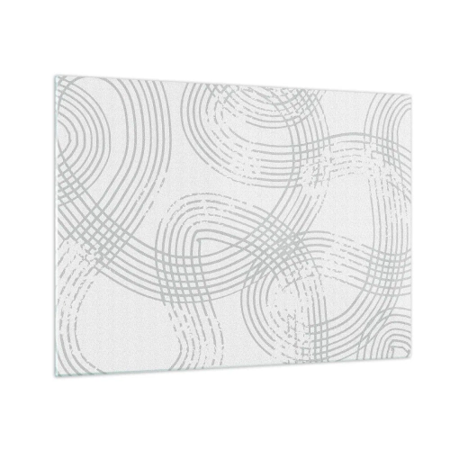 Glasbild - Bild auf glas - Abstrakte geschwungene Linien in Grautönen auf Weiß - 70x50cm - Es gibt keinen einfachen Weg - Moderne Wanddekoration für Wohnzimmer und Schlafzimmer ARTTOR