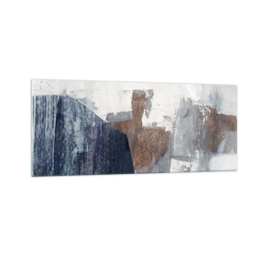 Glasbild - Bild auf glas - Blaue und braune Formen - 100x40 cm