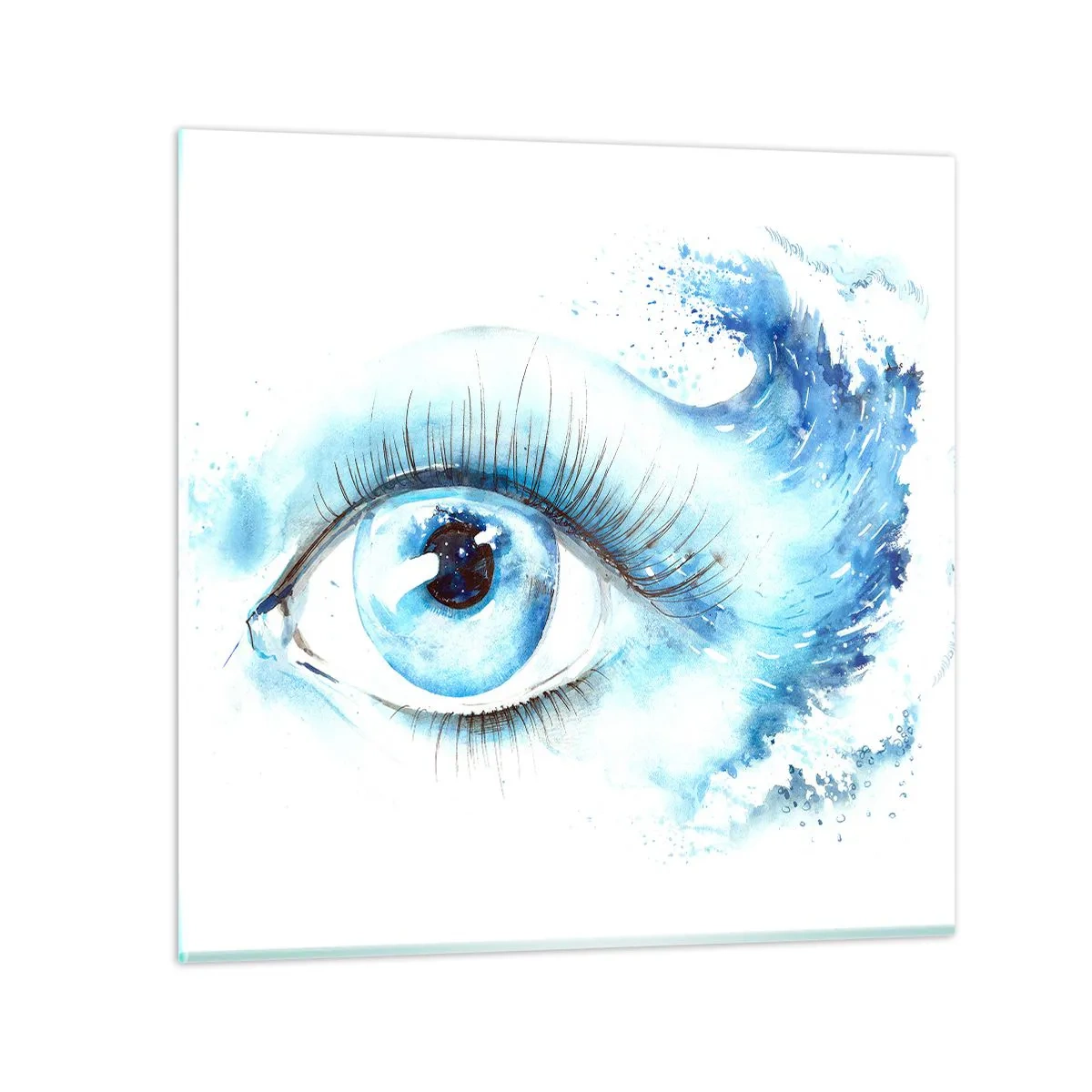 Glasbild - Bild auf glas - Tauchen Sie ein in das Blau der Blicke - 40x40 cm