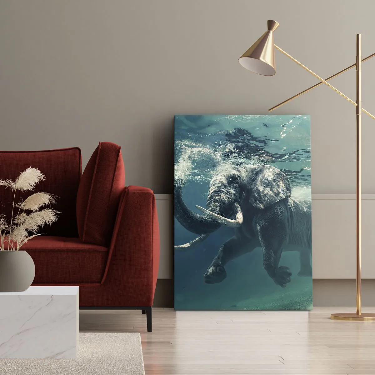 Bild auf Leinwand - Leinwandbild - Jeder schwimmt gerne - 65x120 cm