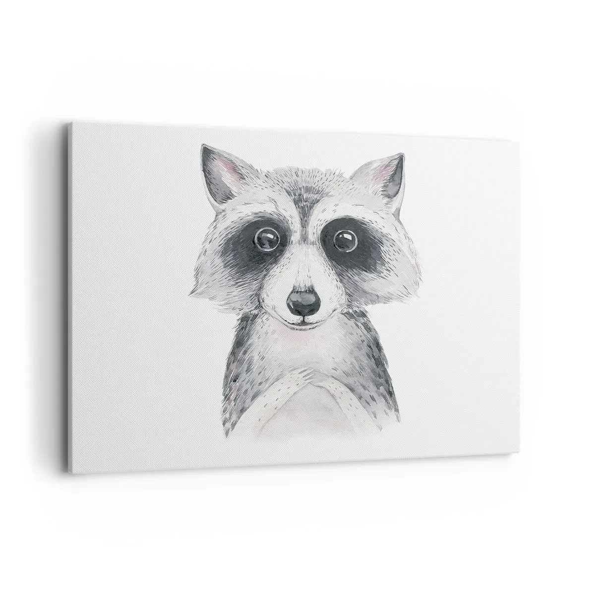 Bild auf Leinwand - Leinwandbild - Adorable Portrait eines Waschbären auf weißem Hintergrund - 100x70cm - Ein Moment zum Bewegen - Moderne Wanddekoration für Wohnzimmer und Schlafzimmer ARTTOR