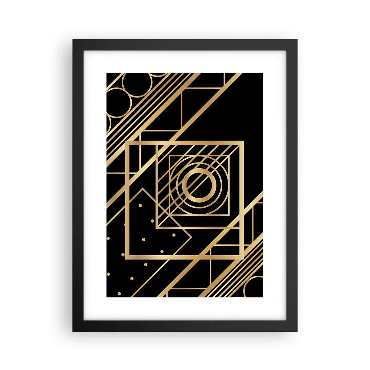 Poster in einem schwarzem Rahmen - Goldene Geometrie - 30x40 cm